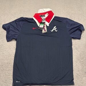 Nike Men's Atlanta Braves MLB Shirts Nike Men's Navy and Red Polo Shirt size M